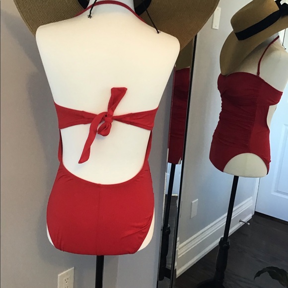 La Blanca red one piece swimsuit - Picture 3 of 5